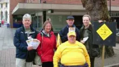 Lib Dem team were handing out leaflets in town centre