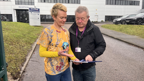 Councillors Rose Moore and Steve Hall at Woodland Group's HQ